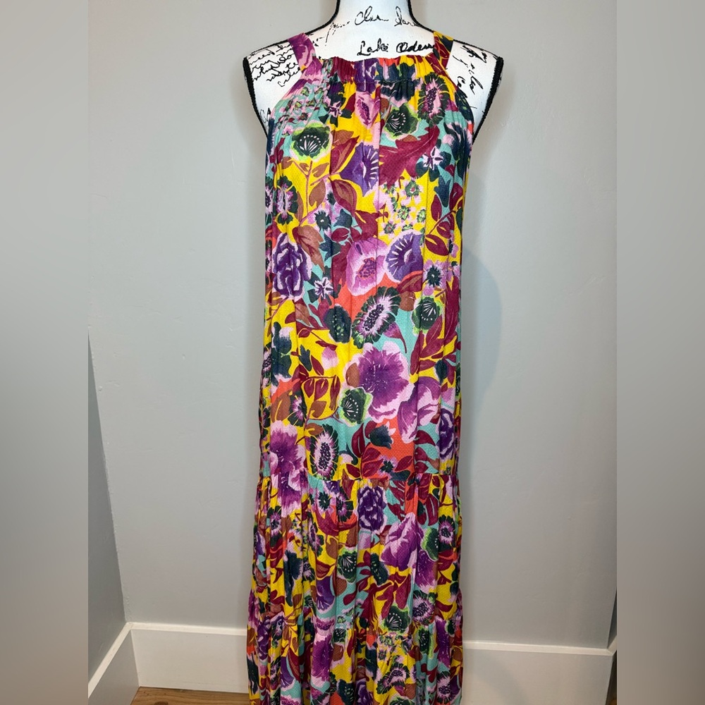 EUC Anthropologie Floral Halter Maxi Sundress, Size Small (never worn)